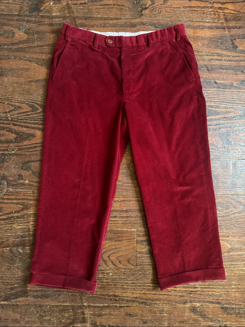 Brooks Brothers Men's Deep Red Corduroy Trousers Size 36x25